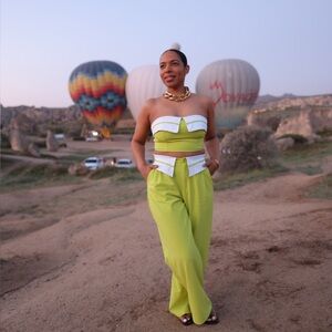 Lime Green Strapless Jumpsuit